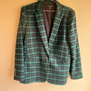 Ann Taylor Green and Black Plaid Blazer